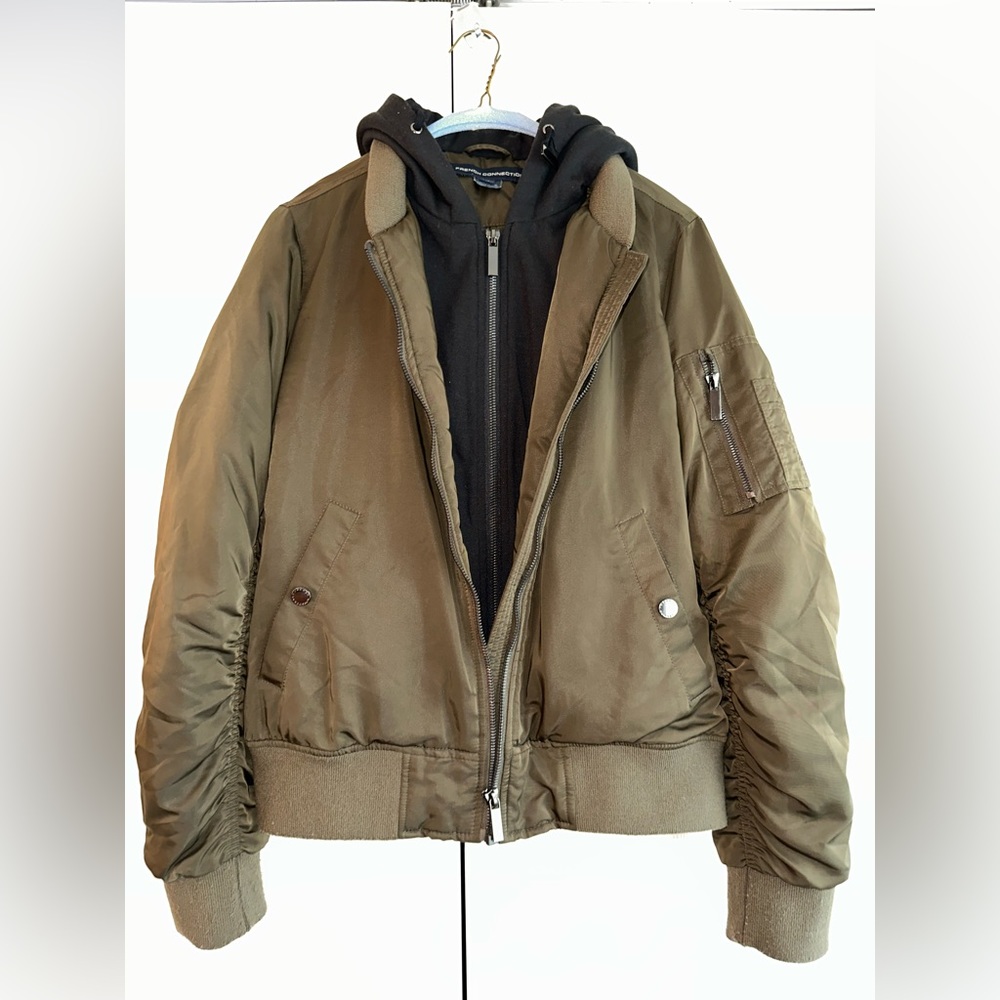 French Connection Olive and Black Puffer Jacket Size M